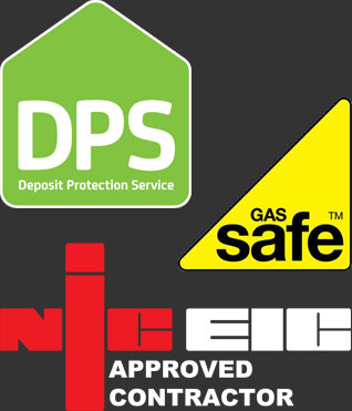 The Deposit Protection Service,NICEIC and Gas Safe logos